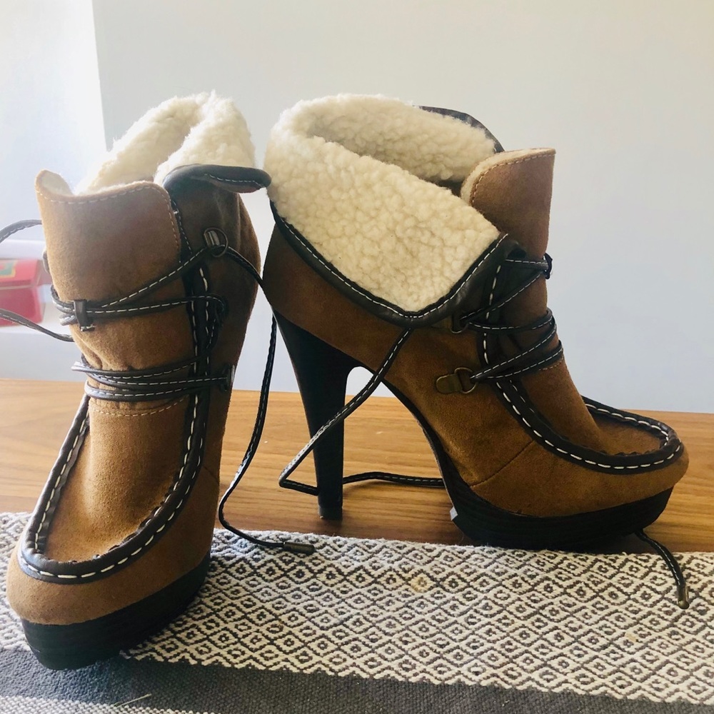 NEW camel suede booties